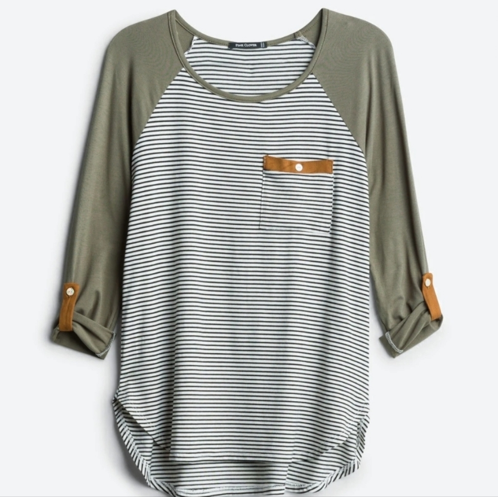 PINK CLOVER Madelene Roll Tab Knit Top